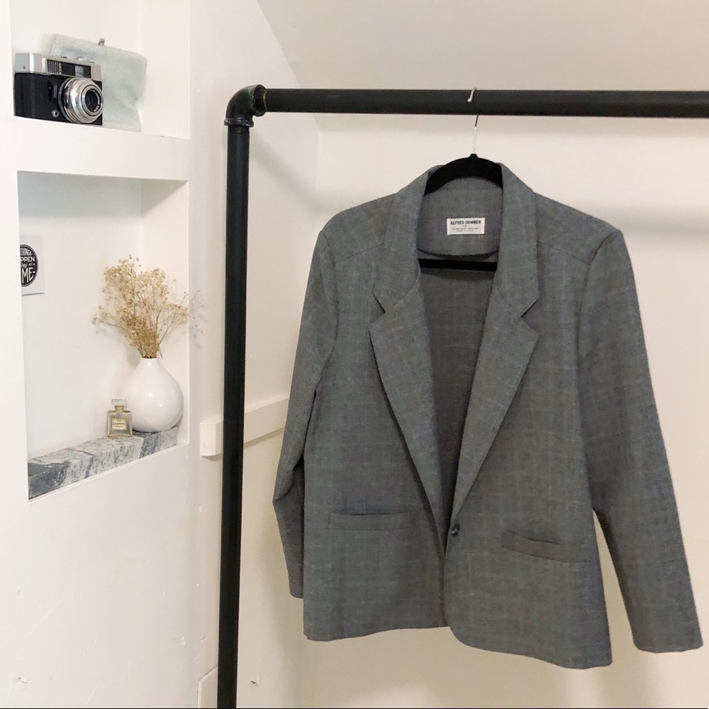 Vintage Alfred Dunner Grey Plaid Blazer